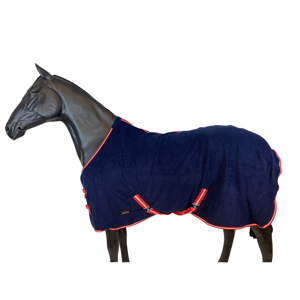 Derka polarowa z pasem navy/red