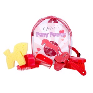 QHP Pony Power zestaw szczotek w plecaku